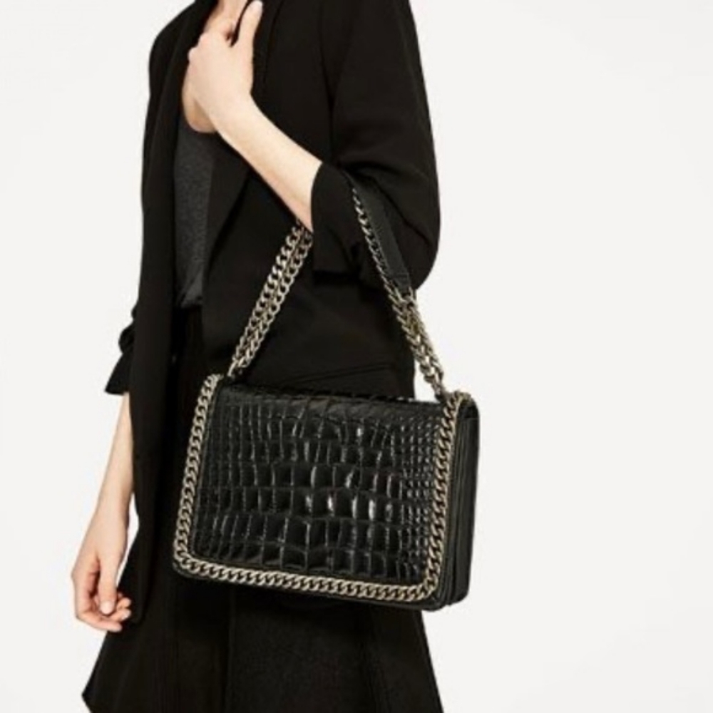 Zara Chain Snake Skin Embossed Bag